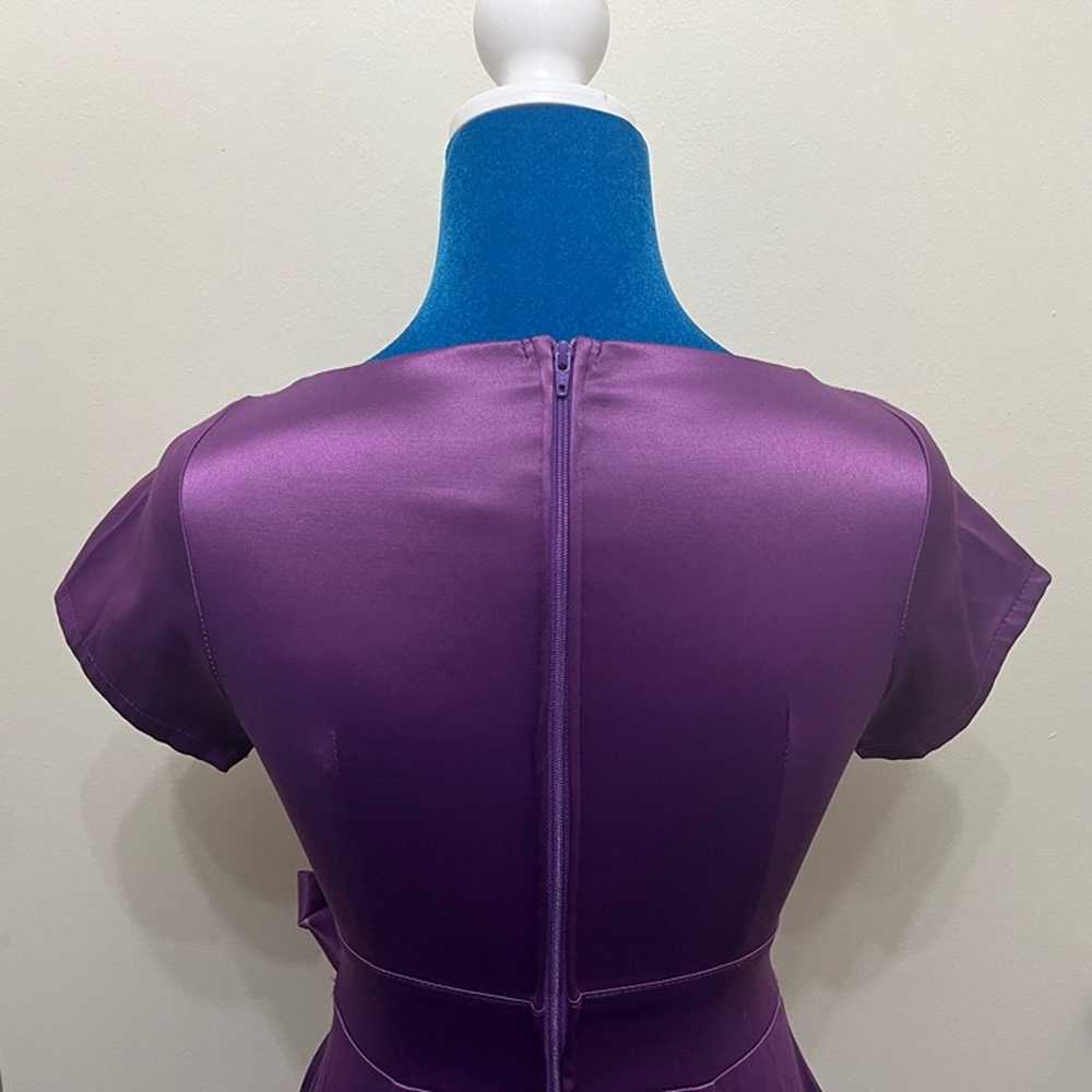Pinup Couture Ava Wrap Look Dress Purple Satin Pl… - image 5