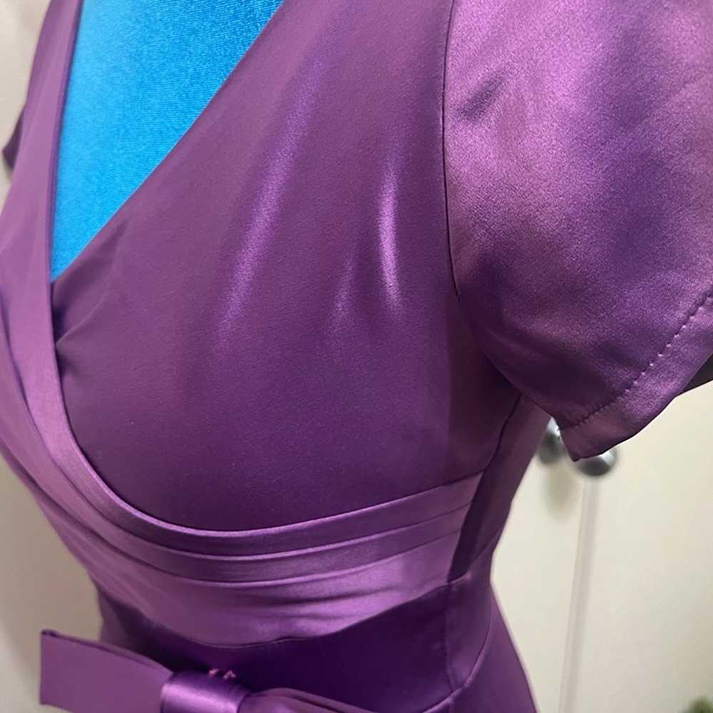 Pinup Couture Ava Wrap Look Dress Purple Satin Pl… - image 8