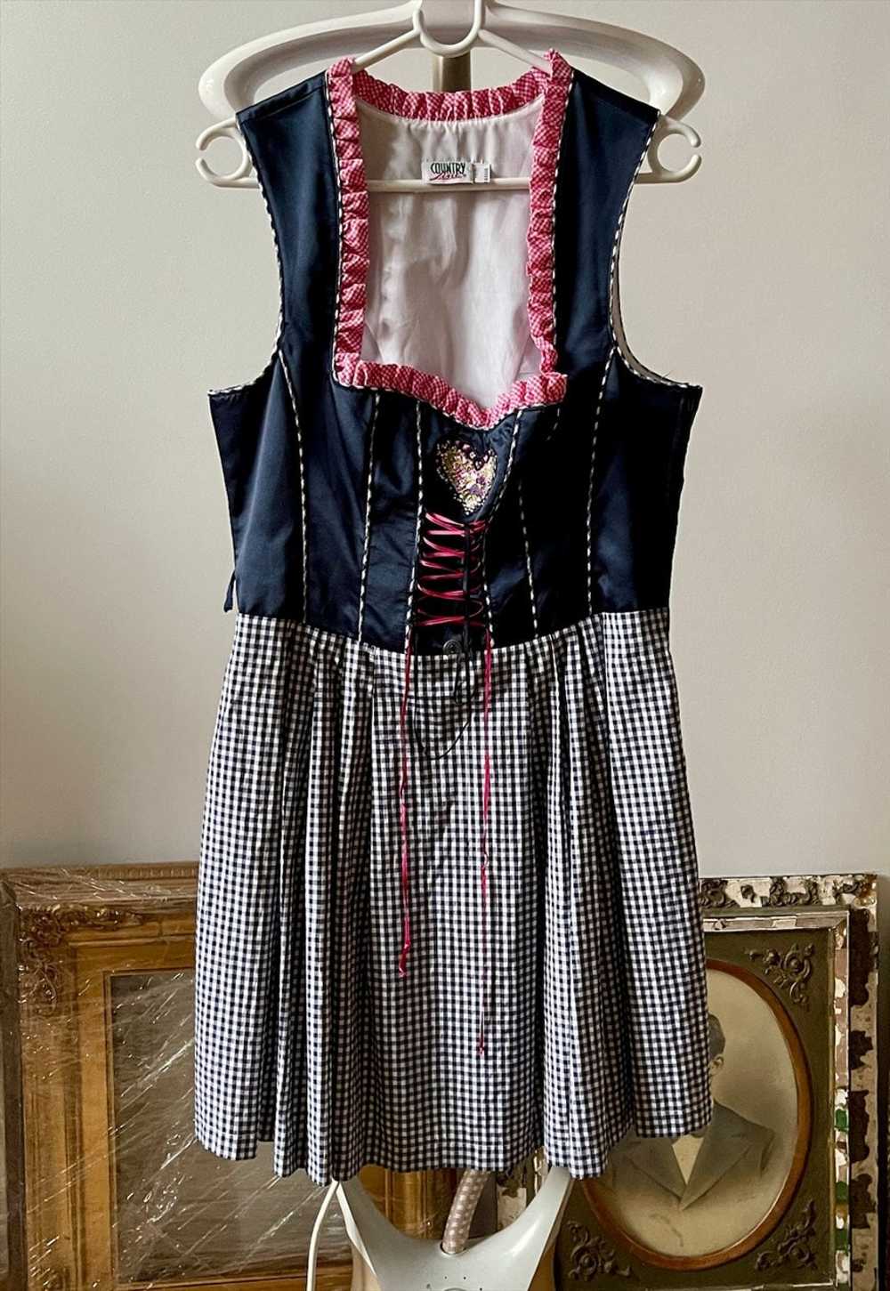 Austrian Blue Plaid Apron Dress,Dirndl dress, Cot… - image 5