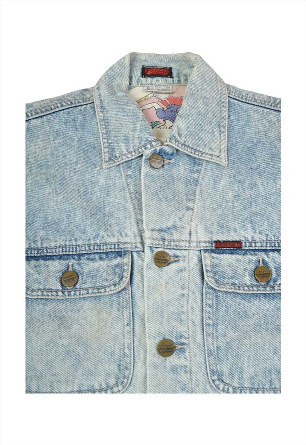 Vintage Sleeveless Denim Jacket Acid Wash Blue La… - image 2