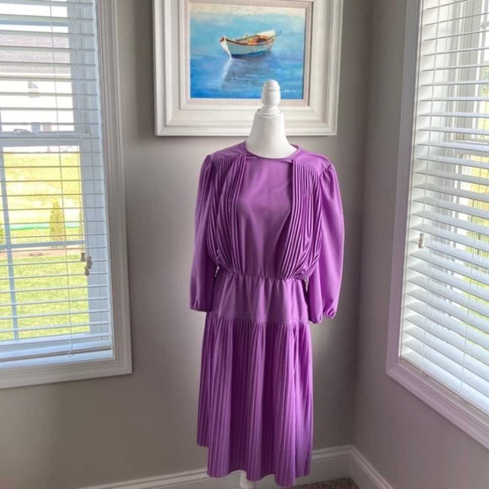 Vintage Beverly Collection Purple Pleated Dress - image 1
