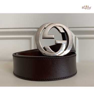 Gucci Gucci Brown Calfskin Leather Silver Interlo… - image 1