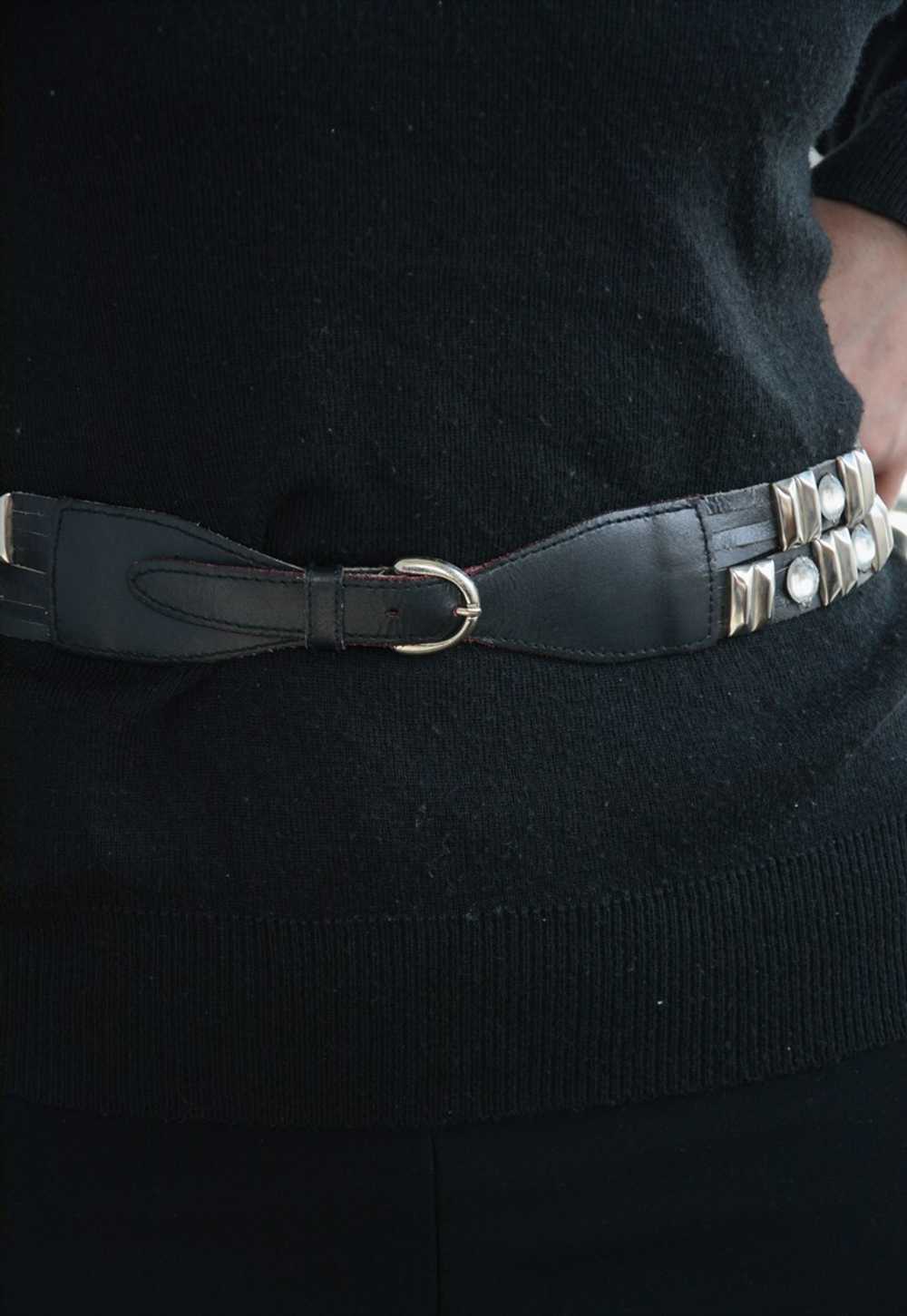 Authentic Vintage Black Gem Belt - image 3
