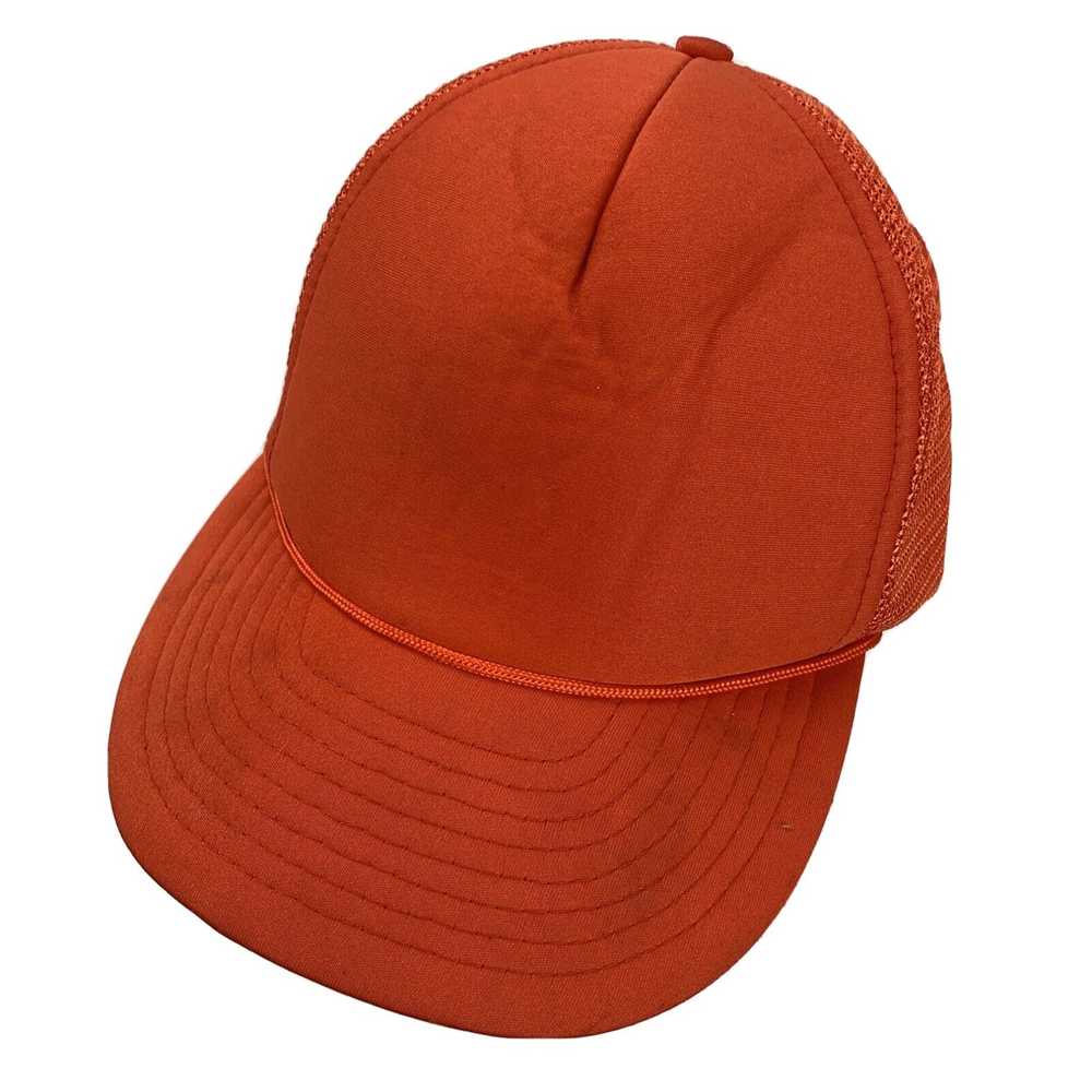 Vintage Blank Orange Trucker Mesh Cap Hat Snapback - image 1