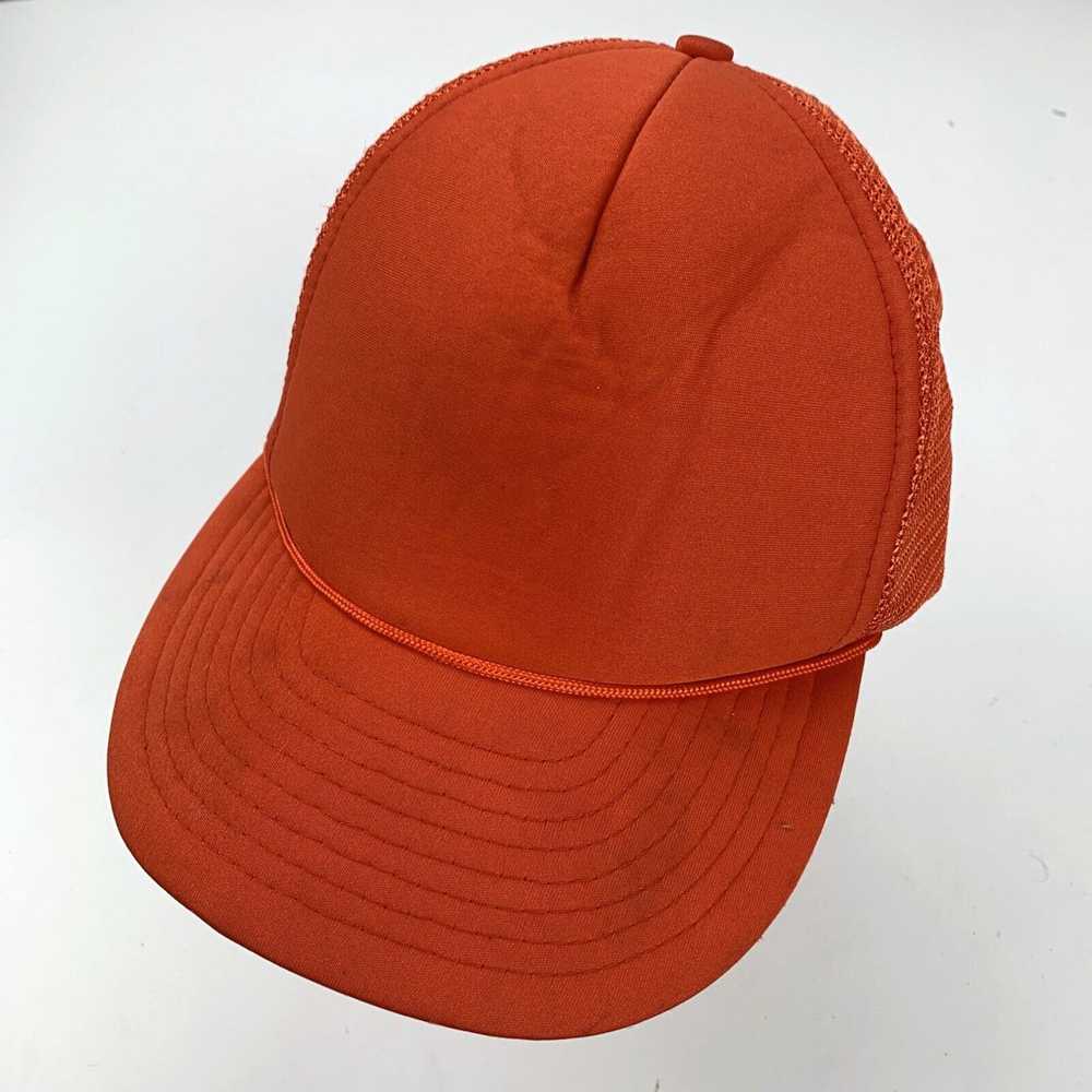 Vintage Blank Orange Trucker Mesh Cap Hat Snapback - image 2