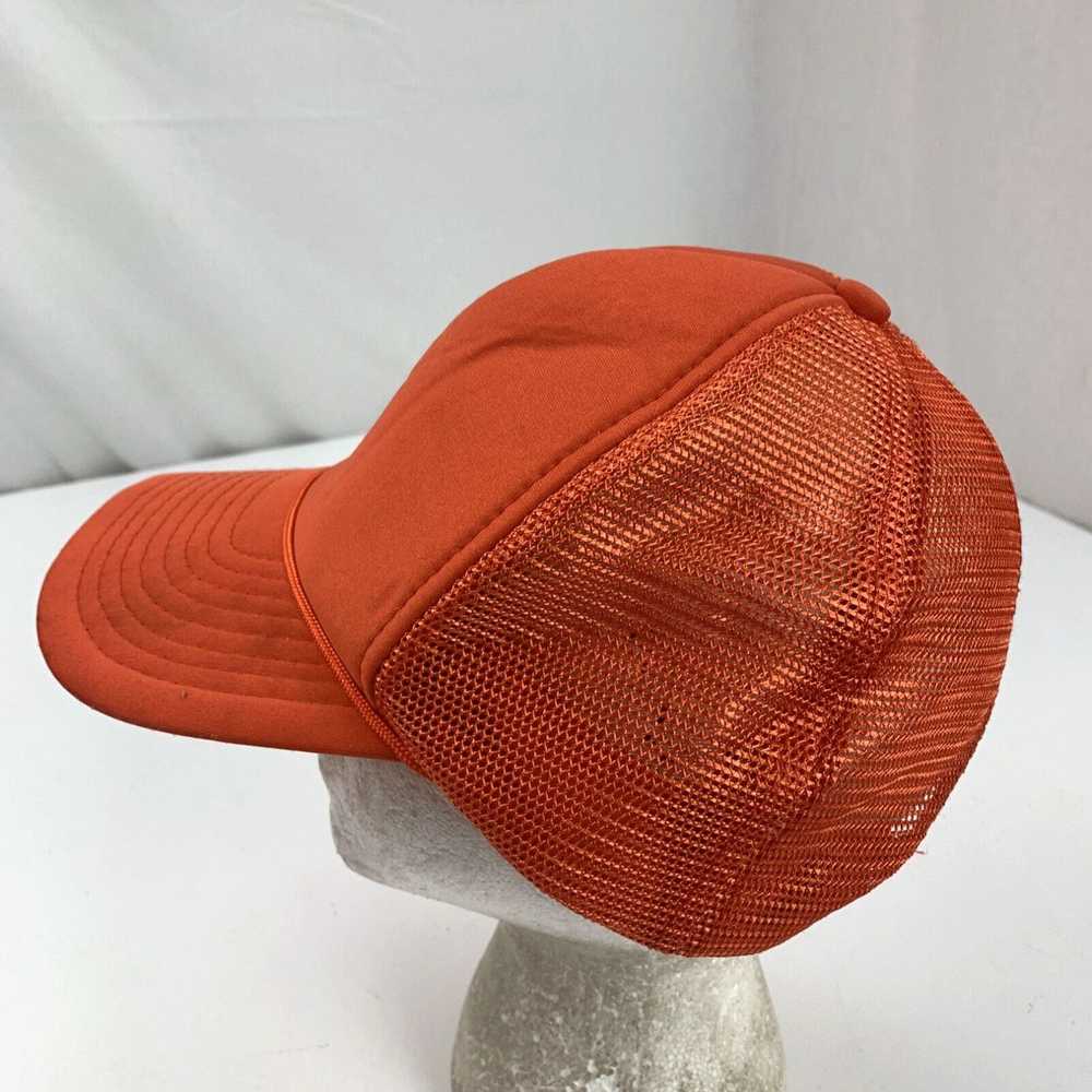 Vintage Blank Orange Trucker Mesh Cap Hat Snapback - image 3