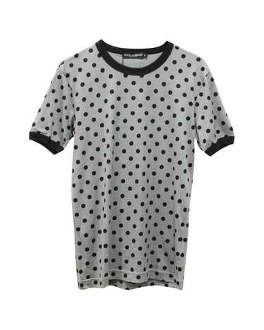 Dolce & Gabbana Polka Dot Crew Neck Shirt in Grey… - image 1