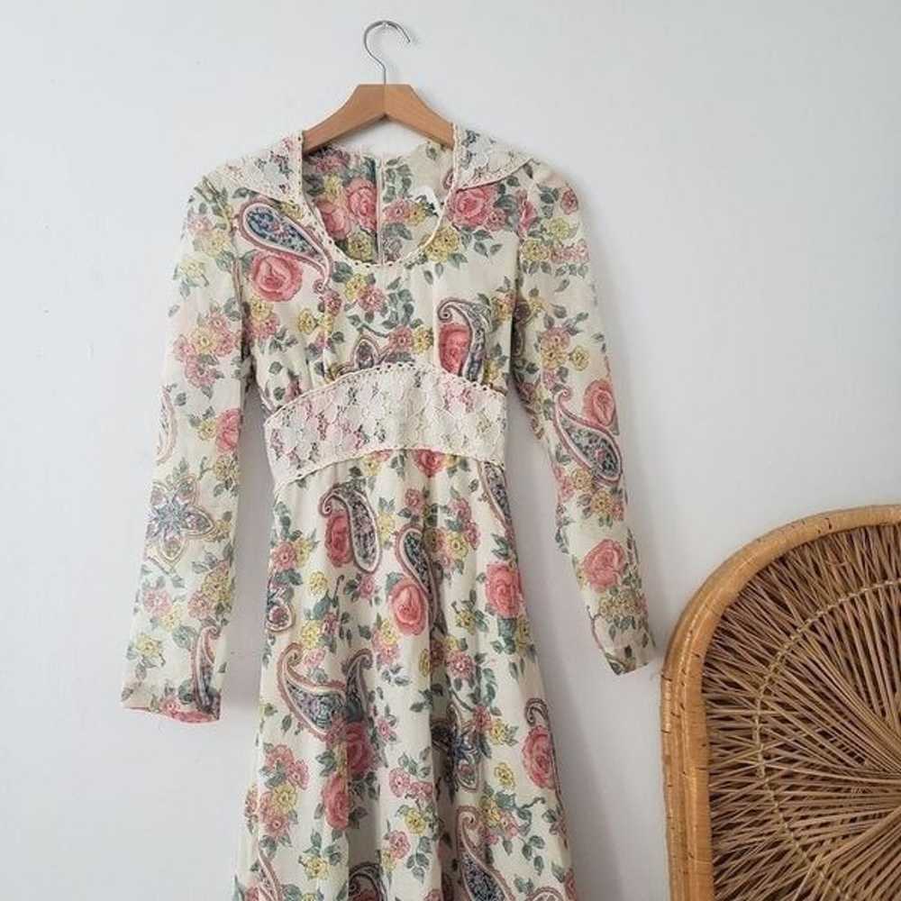 Vintage Act I Paisley Floral Long Dress - image 1