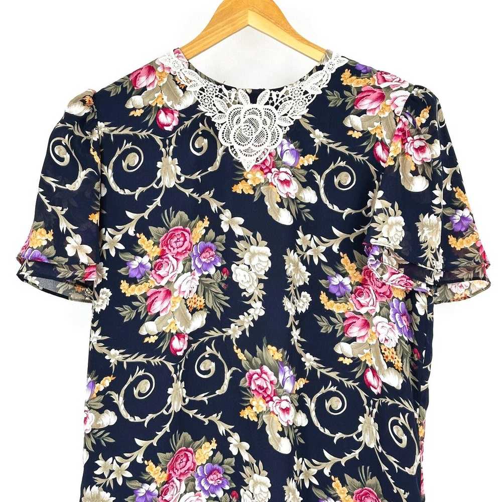 Vintage Liz Roberts Women Midi Floral Dress Size … - image 2