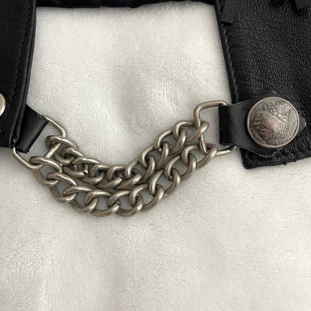 Vintage Pegasus Ladies Black Leather Vest Fringed… - image 7