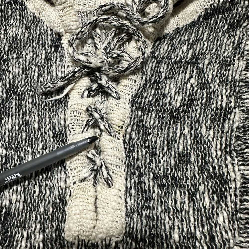 Women S / M Knit Sweater Hooded Long Sleeve Grey … - image 2