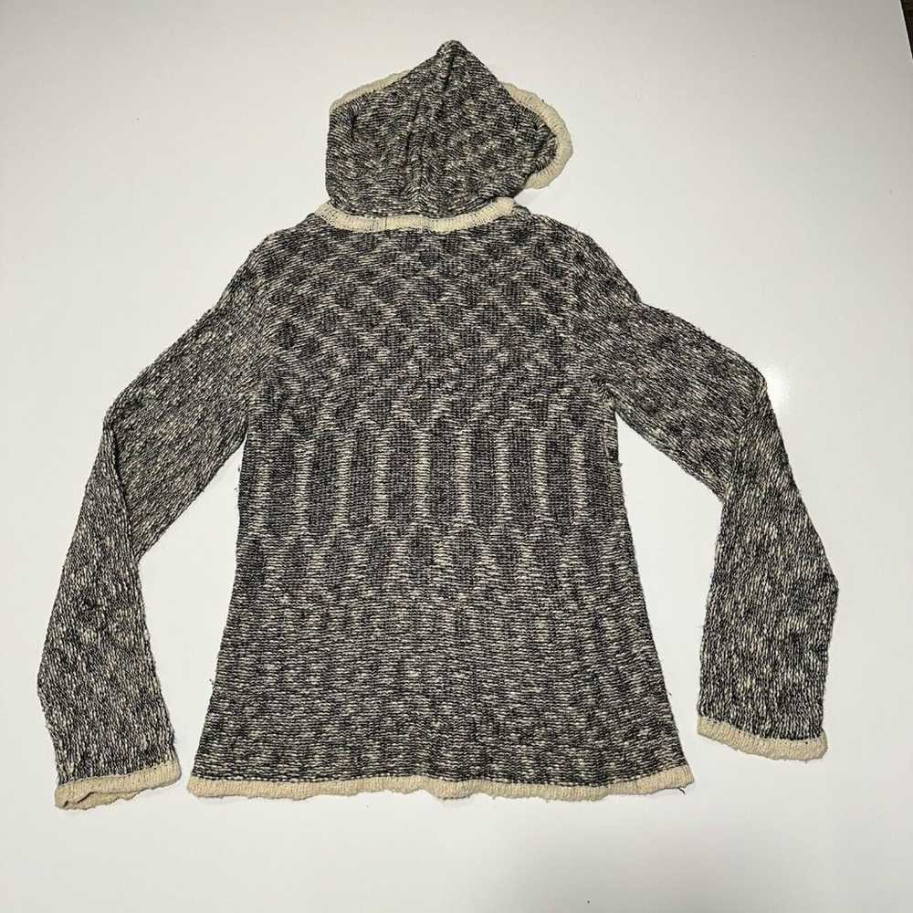 Women S / M Knit Sweater Hooded Long Sleeve Grey … - image 3
