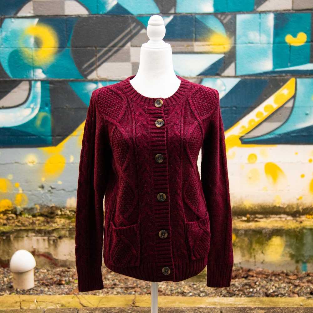 Women's Burgundy St. John's Bay Knit Cardigan Siz… - image 1