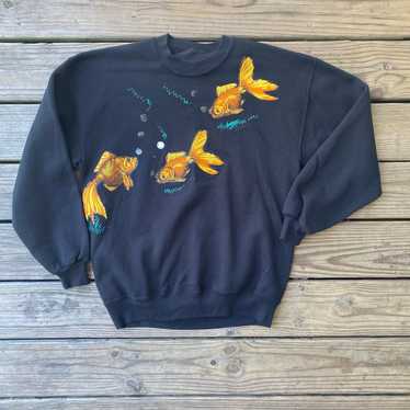 VTG Realistic Goldfish Pullover Sweater - image 1