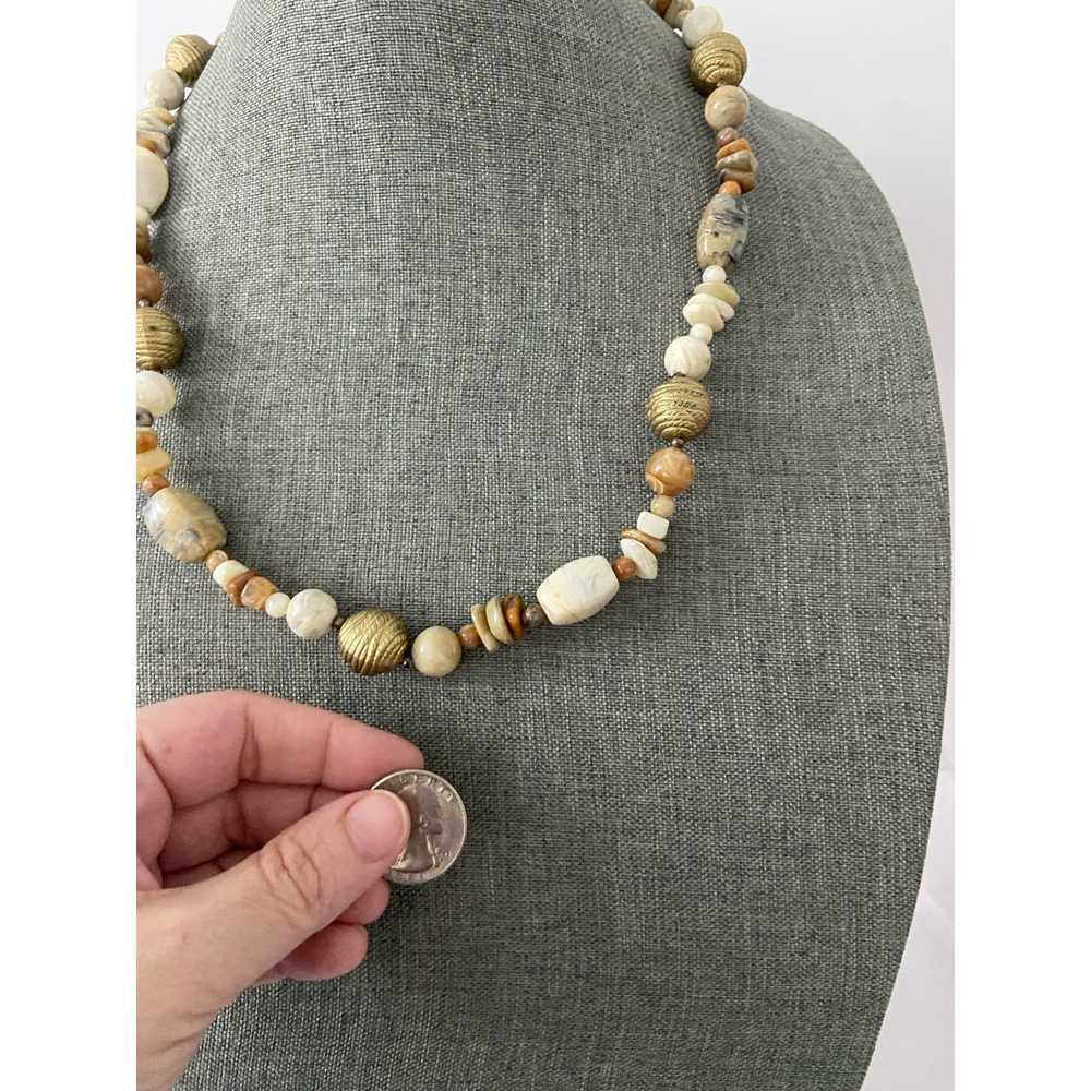 Generic Retro 70s brown gold and cream bead neckl… - image 2