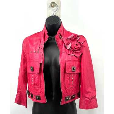 Made In Italy By EXE'X Pink Crop Leather Jacket V… - image 1