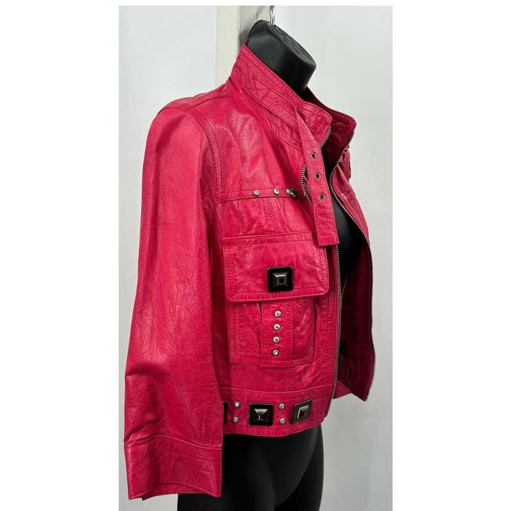 Made In Italy By EXE'X Pink Crop Leather Jacket V… - image 2
