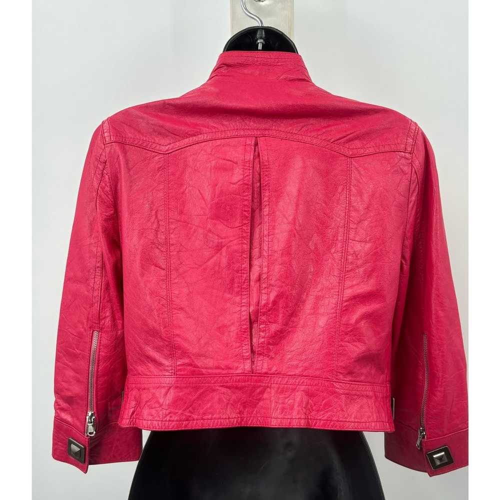 Made In Italy By EXE'X Pink Crop Leather Jacket V… - image 4