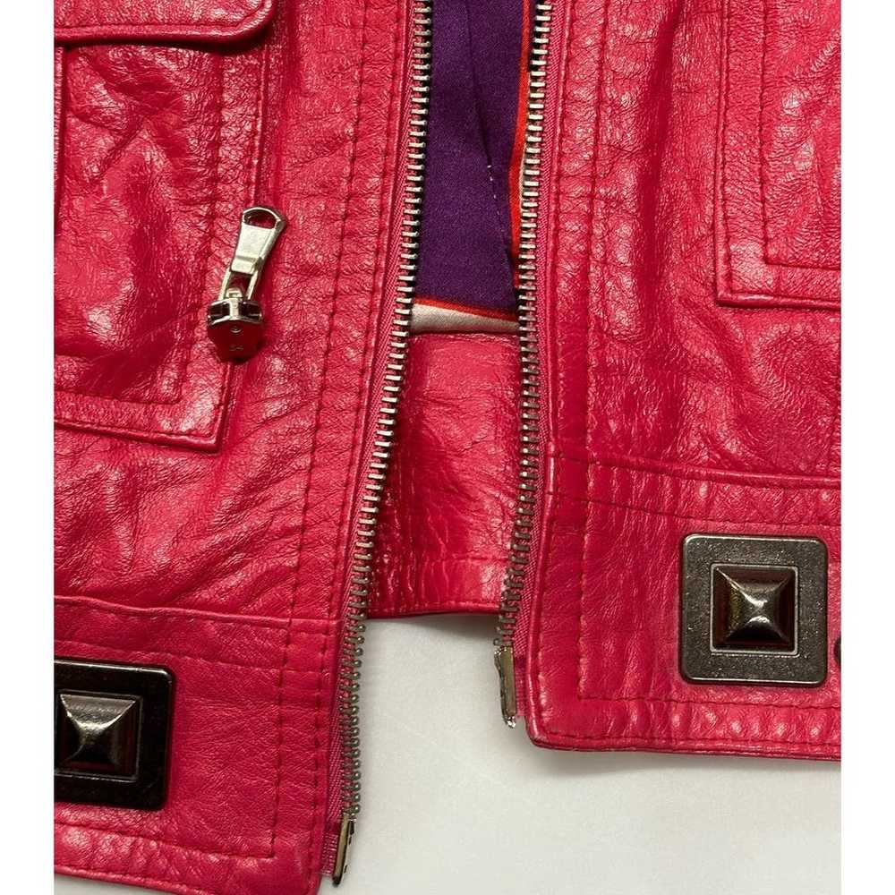 Made In Italy By EXE'X Pink Crop Leather Jacket V… - image 7