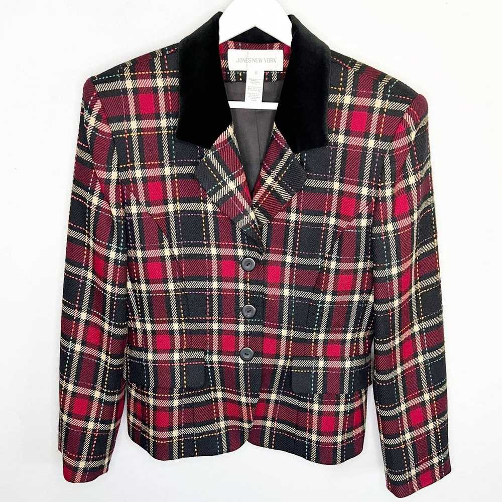 Vintage Women's Plaid Wool Jacket Blazer Size 8 - image 1