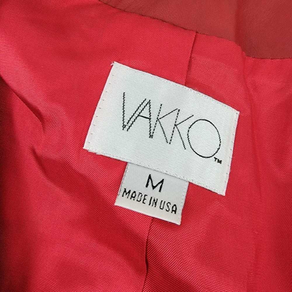 Vakko Red Leather Vest Womens Size Medium Gold Zi… - image 3