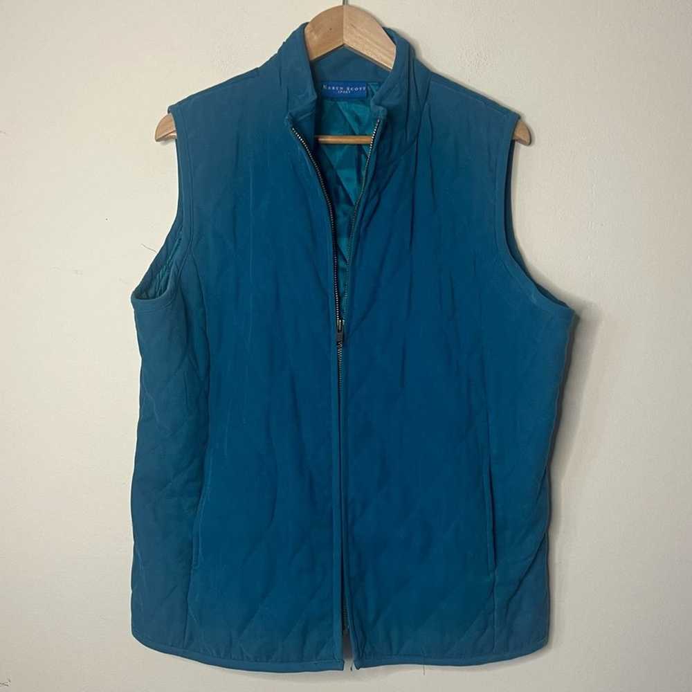 Vintage Karen Scott Sport Vest Turquoise Quilted … - image 6
