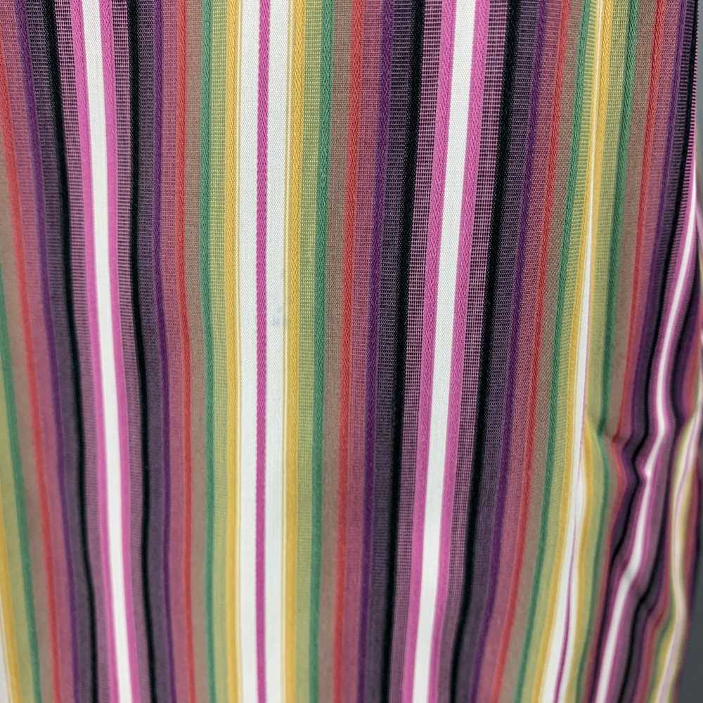 Etro Purple Green Stripe Cotton Button Up Long Sl… - image 5