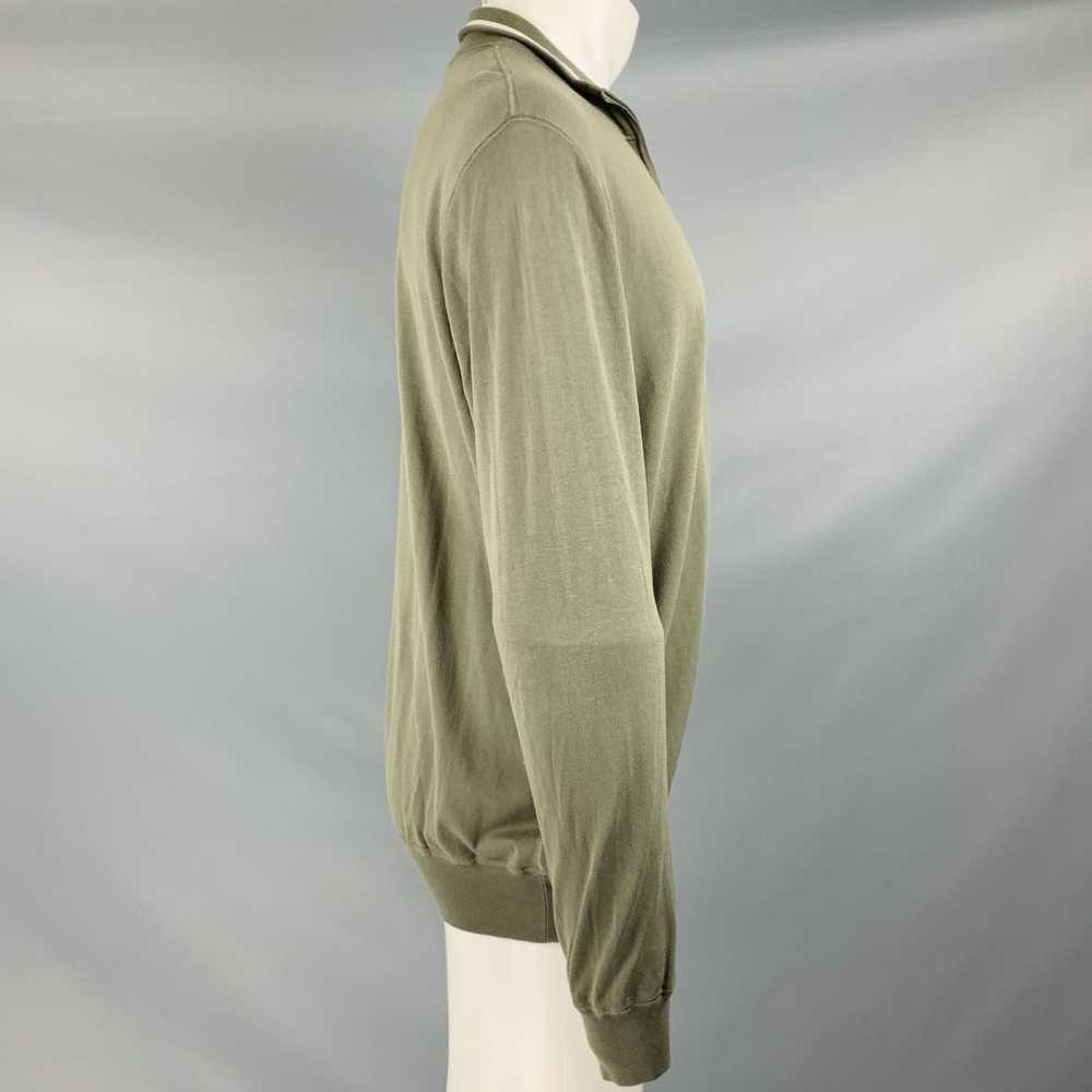 Loro Piana Olive Green Knit Cotton Zip Up Jacket - image 3