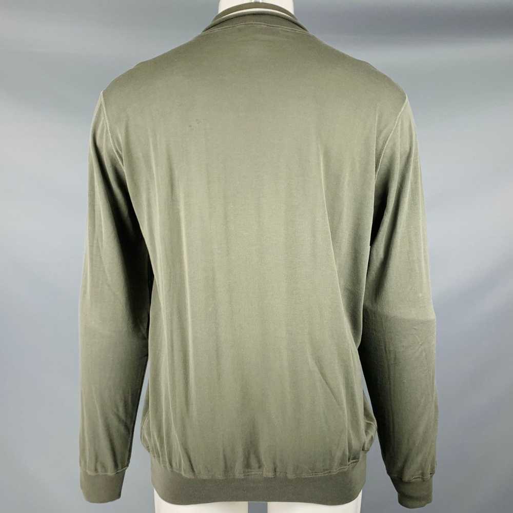 Loro Piana Olive Green Knit Cotton Zip Up Jacket - image 4