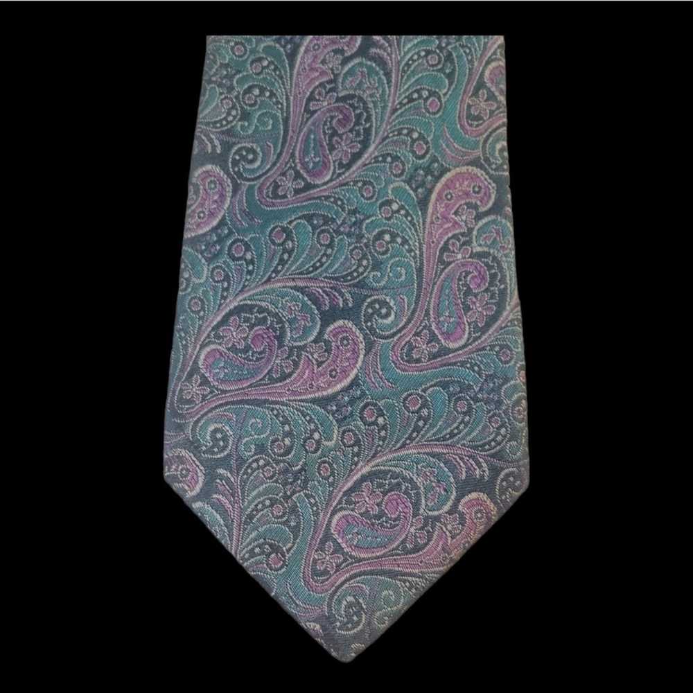 Vintage Men's Hand Sewn Paisley Silk Tie - image 3