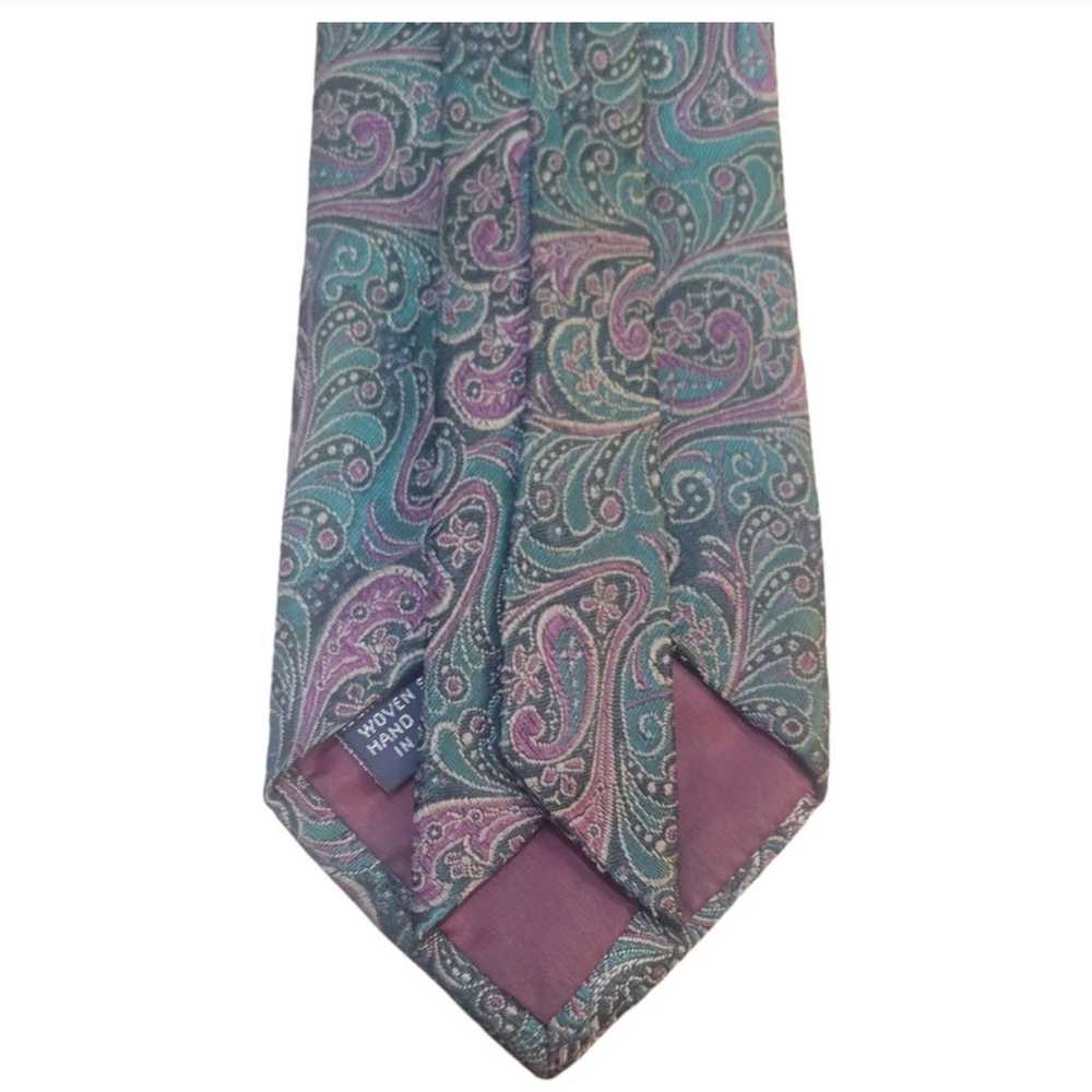 Vintage Men's Hand Sewn Paisley Silk Tie - image 4