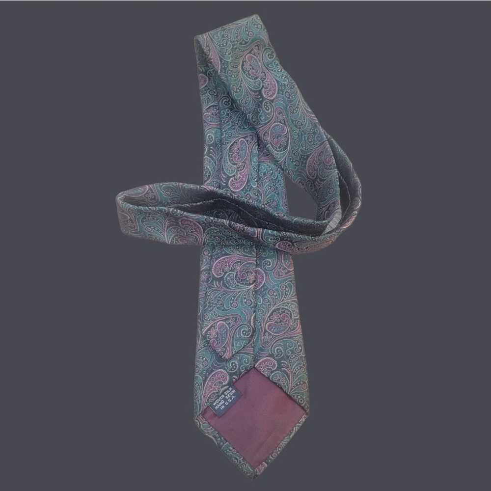 Vintage Men's Hand Sewn Paisley Silk Tie - image 5
