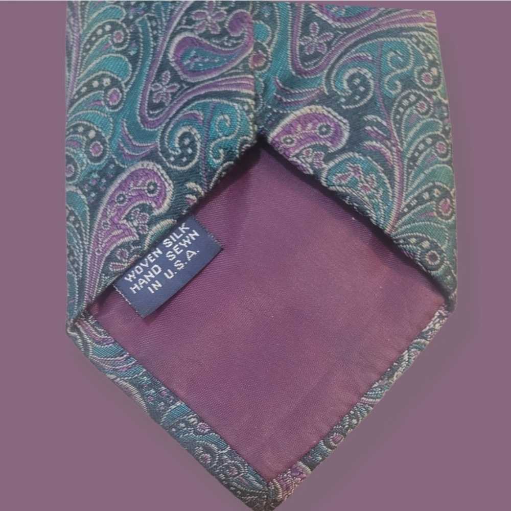 Vintage Men's Hand Sewn Paisley Silk Tie - image 6