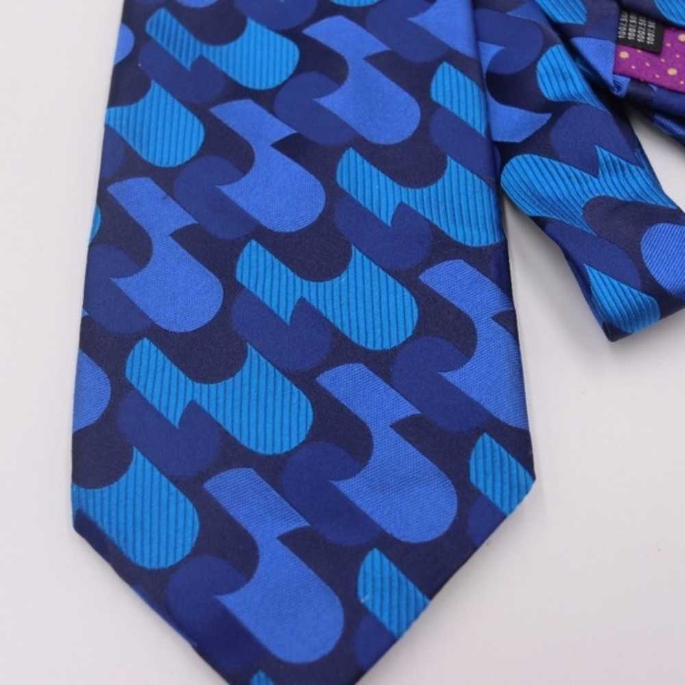 Paul Smith Blue Geometric Vintage Silk Necktie Tie - image 1