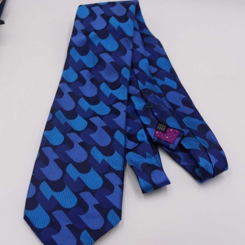 Paul Smith Blue Geometric Vintage Silk Necktie Tie - image 2