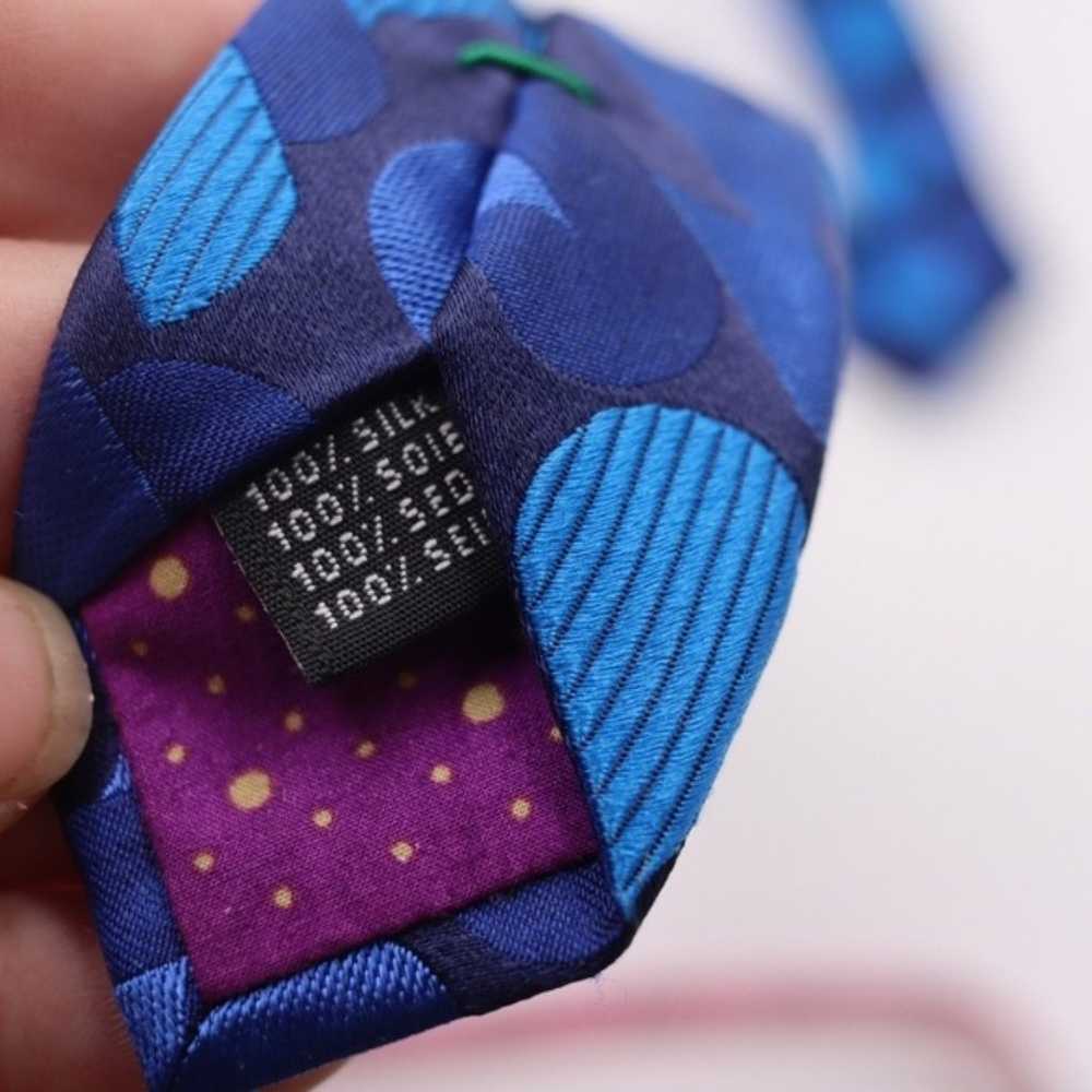 Paul Smith Blue Geometric Vintage Silk Necktie Tie - image 5