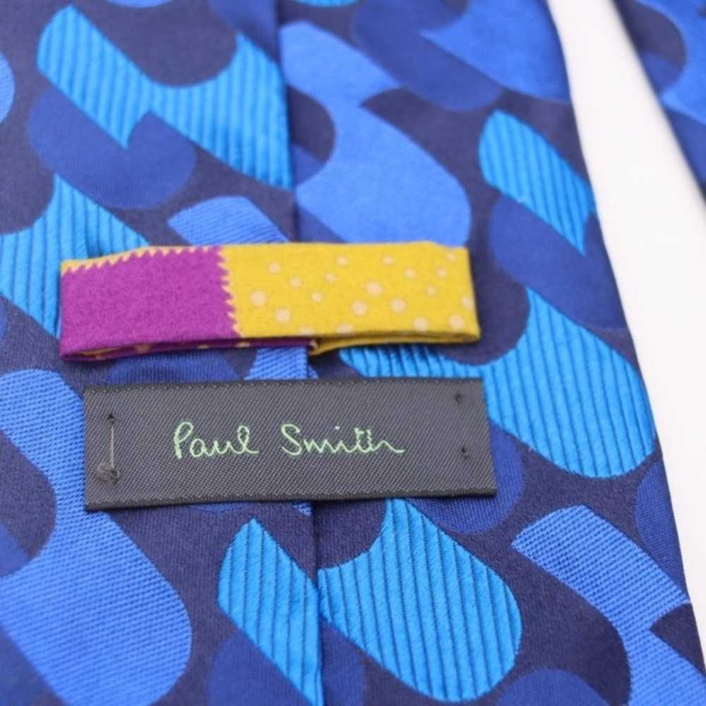 Paul Smith Blue Geometric Vintage Silk Necktie Tie - image 7