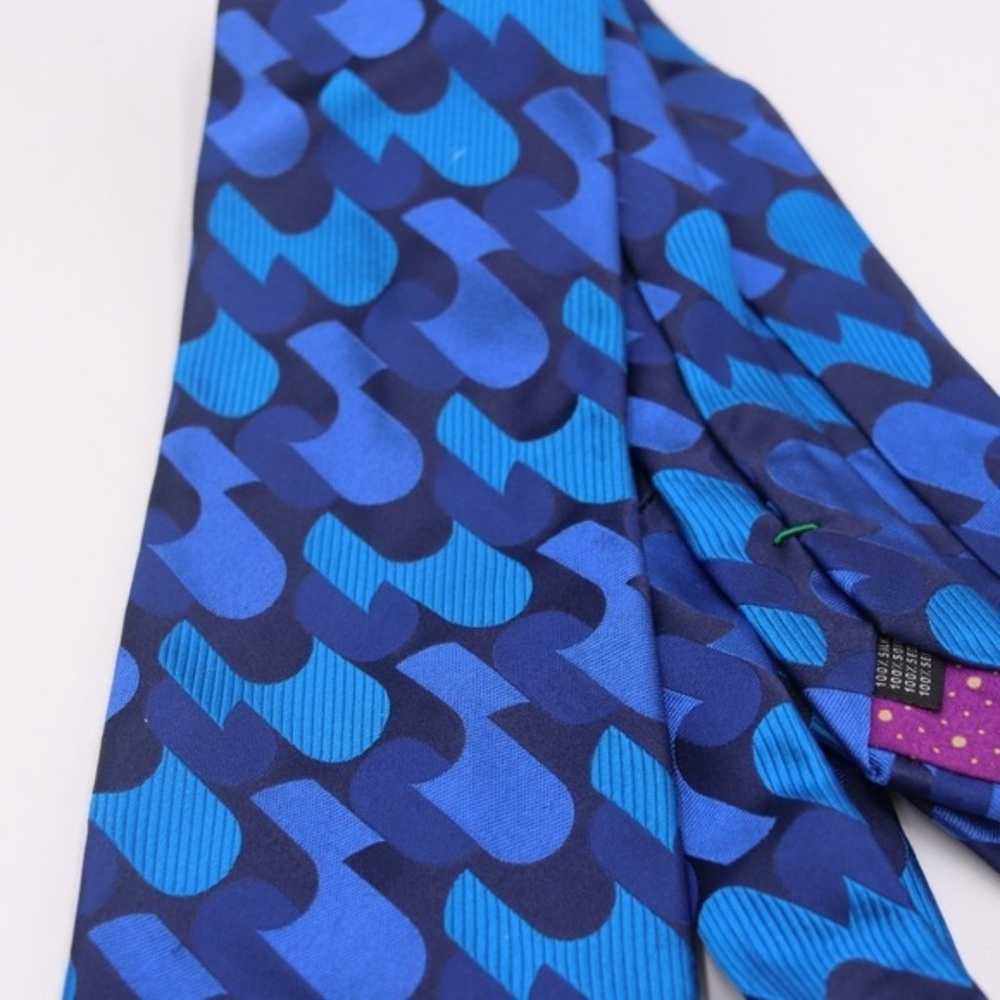 Paul Smith Blue Geometric Vintage Silk Necktie Tie - image 8
