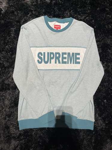 Supreme Teal Supreme Tonal Stripe Logo Crewneck