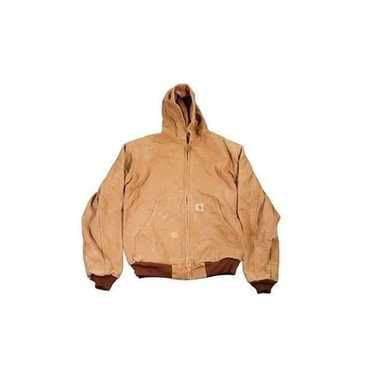 Vintage 90's Carhartt Tan Full Zip Hoodie Jacket - image 1