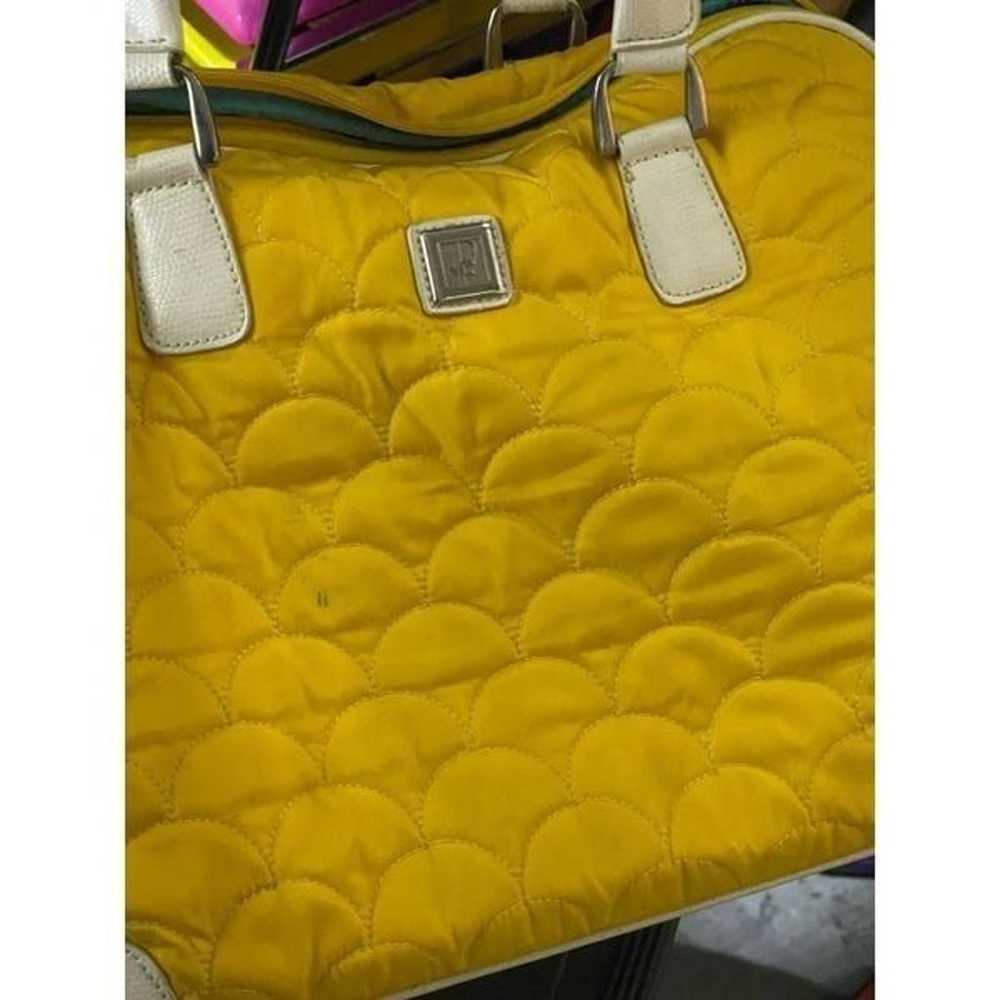 DVF quilted yellow padded weekender/rolling bag /… - image 10