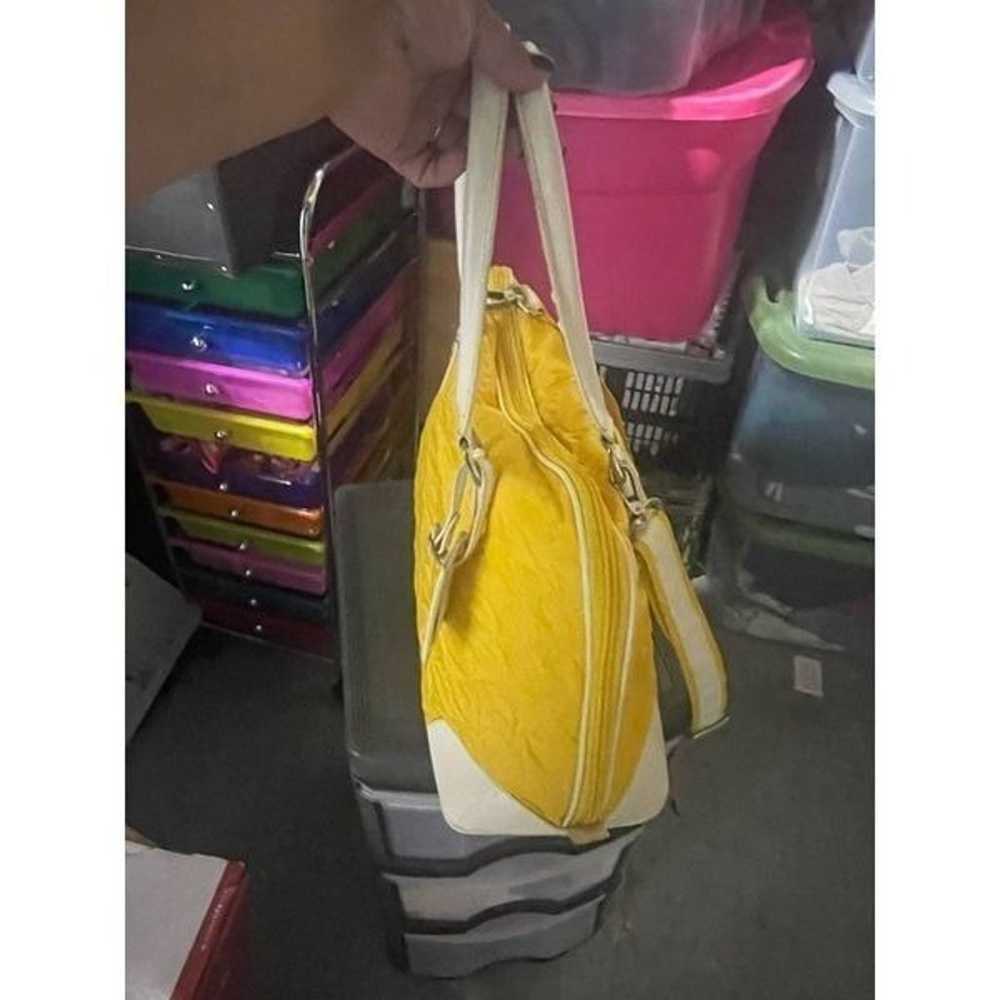 DVF quilted yellow padded weekender/rolling bag /… - image 2