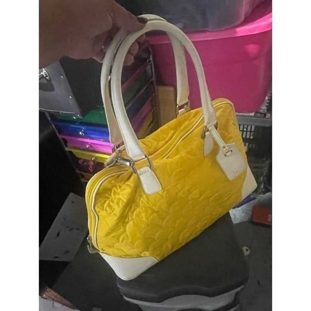 DVF quilted yellow padded weekender/rolling bag /… - image 3