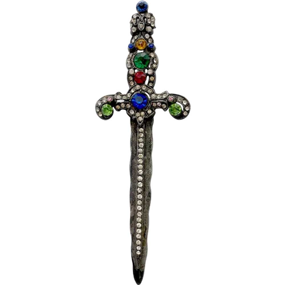 Unsigned Staret Jeweled Sword Brooch, 1940s: Book… - image 1