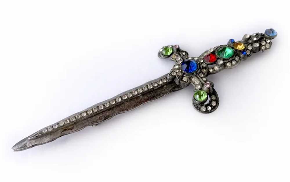 Unsigned Staret Jeweled Sword Brooch, 1940s: Book… - image 2