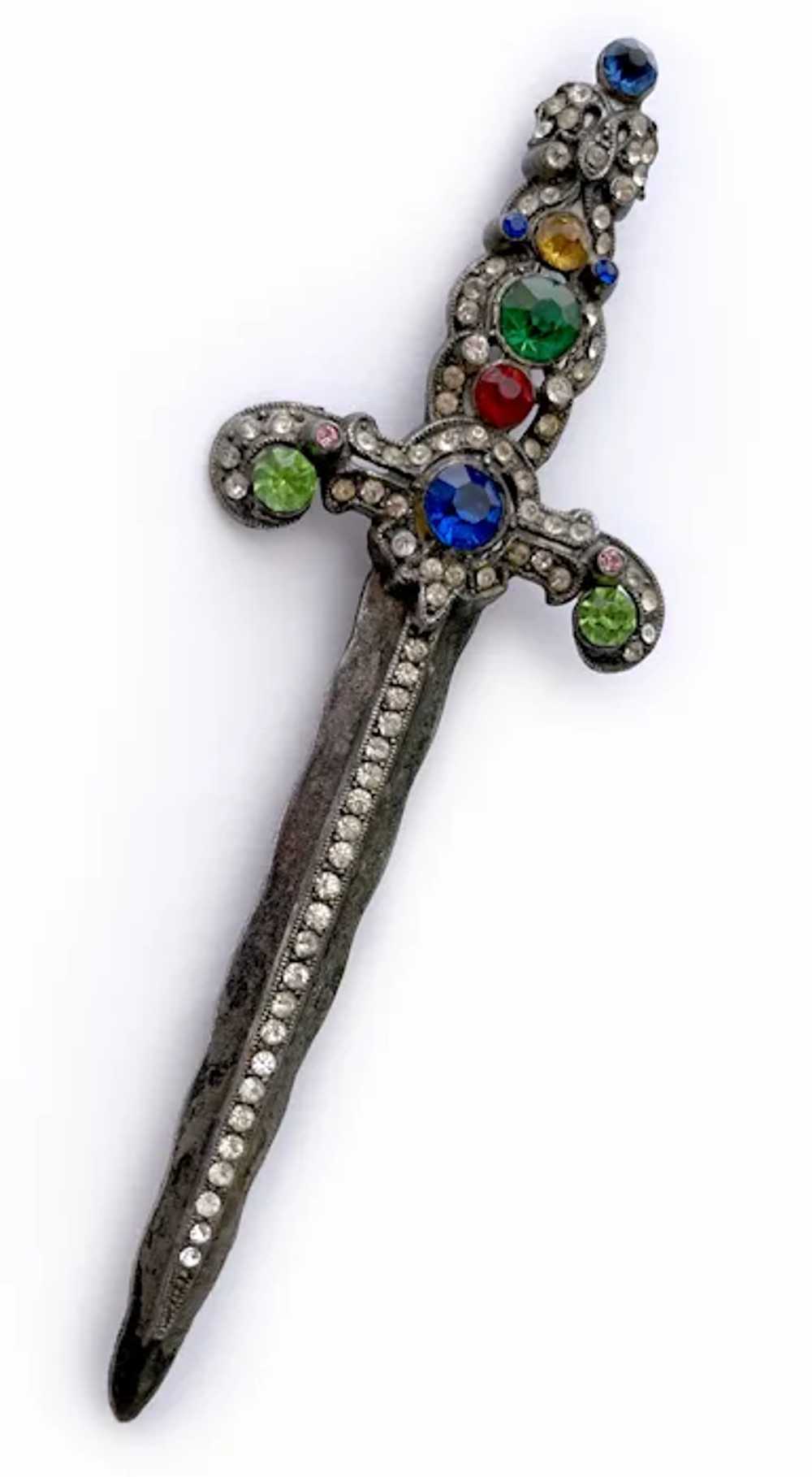 Unsigned Staret Jeweled Sword Brooch, 1940s: Book… - image 4