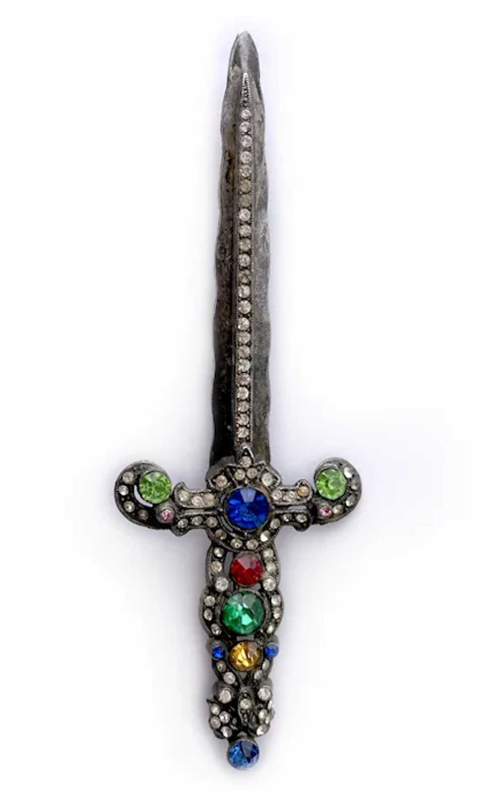 Unsigned Staret Jeweled Sword Brooch, 1940s: Book… - image 5