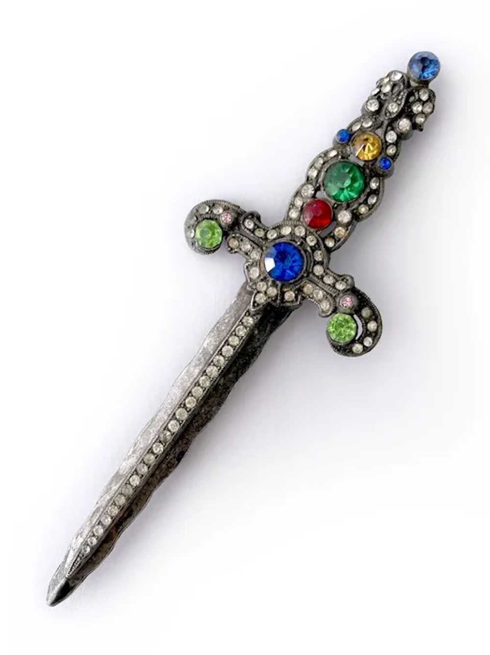 Unsigned Staret Jeweled Sword Brooch, 1940s: Book… - image 6