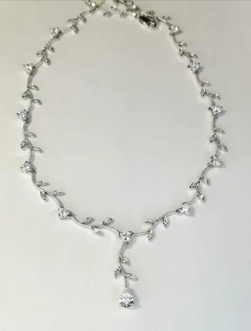 Vine Necklace in Sterling Silver CZ Bridal Weddin… - image 12
