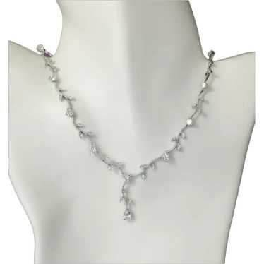 Vine Necklace in Sterling Silver CZ Bridal Weddin… - image 1